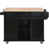 SINOFURN Black Mdf Base with Wood Top Rolling Kitchen Island (17.7-in x 53.1-in x 37.2-in)