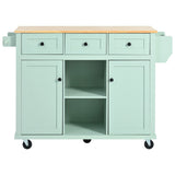 SINOFURN Green Mdf Base with Wood Top Rolling Kitchen Island (17.7-in x 53.1-in x 37.2-in)