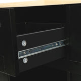 SINOFURN Black Mdf Base with Wood Top Rolling Kitchen Island (17.7-in x 53.1-in x 37.2-in)
