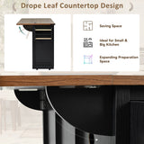 SINOFURN Black Mdf Base with Mdf Wood Top Rolling Kitchen Island (28.8-in x 53.8-in x 36.5-in)