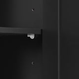 SINOFURN Black Mdf Base with Wood Top Rolling Kitchen Cart (18.5-in x 53.1-in x 37-in)