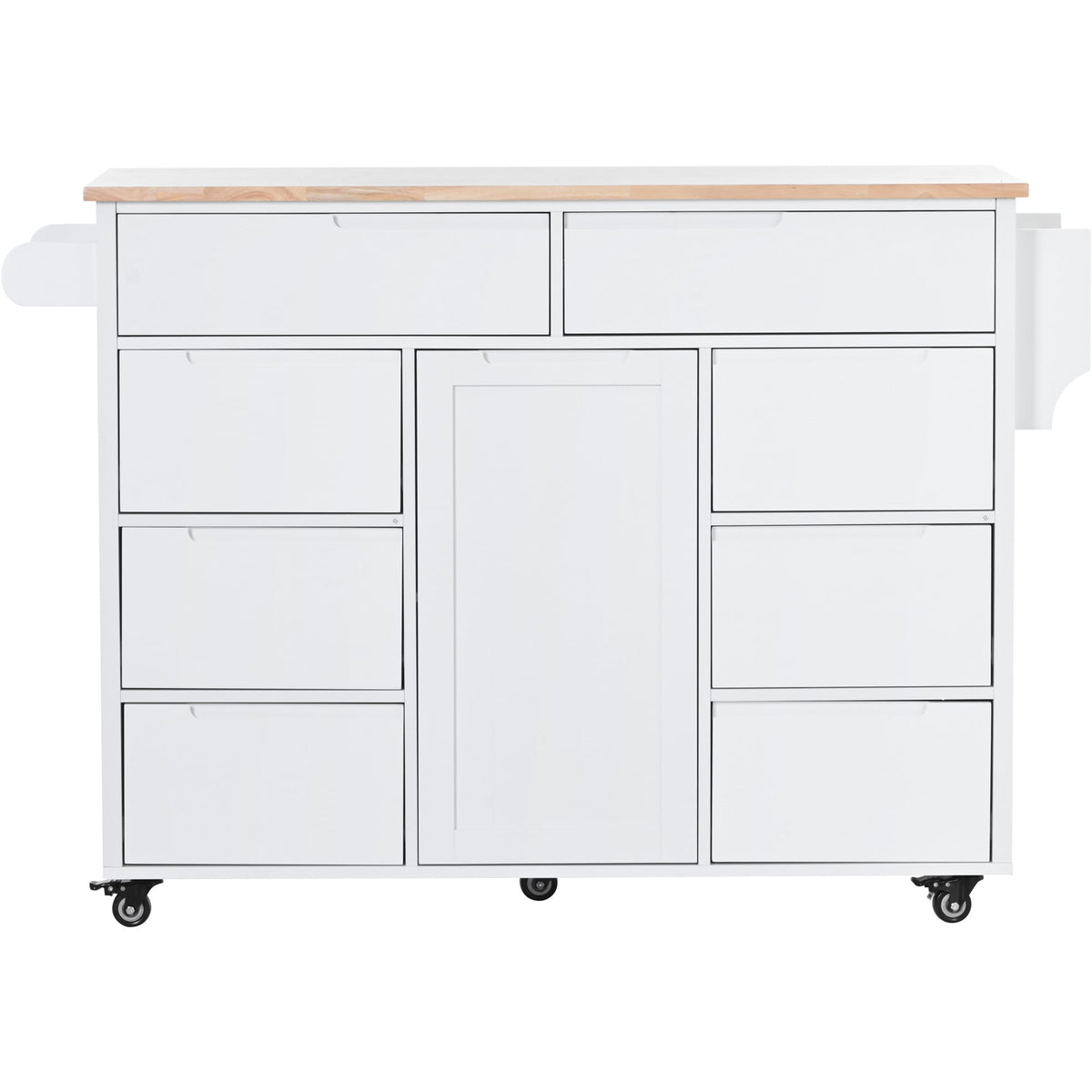 SINOFURN White Mdf Base with Wood Top Rolling Kitchen Cart (18.5-in x 53.1-in x 37-in)