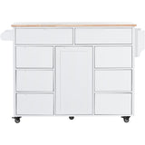 SINOFURN White Mdf Base with Wood Top Rolling Kitchen Cart (18.5-in x 53.1-in x 37-in)