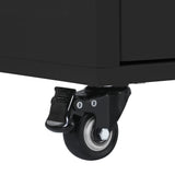 SINOFURN Black Mdf Base with Wood Top Rolling Kitchen Cart (18.5-in x 53.1-in x 37-in)