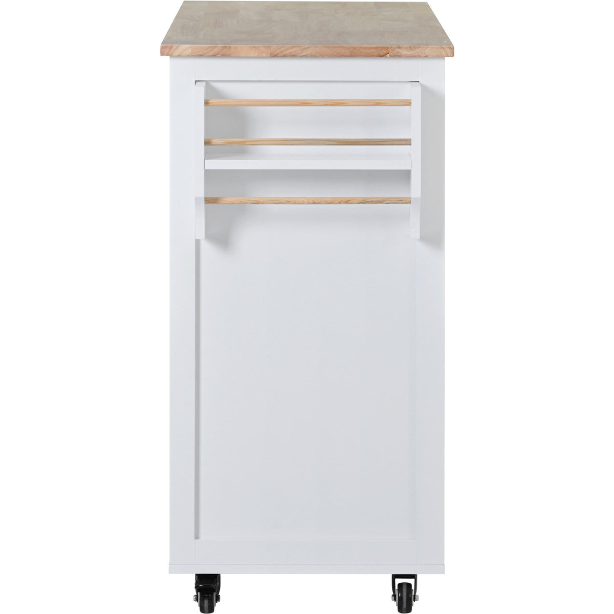SINOFURN White Mdf Base with Wood Top Rolling Kitchen Cart (18.5-in x 53.1-in x 37-in)
