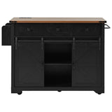 SINOFURN Black Mdf Base with Mdf Wood Top Rolling Kitchen Island (28.8-in x 53.8-in x 36.5-in)