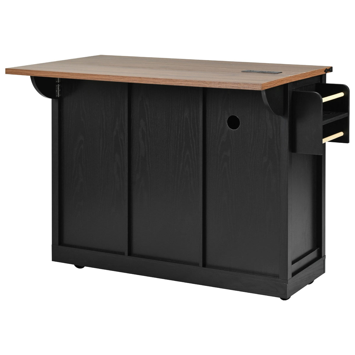 SINOFURN Black Mdf Base with Mdf Wood Top Rolling Kitchen Island (28.8-in x 53.8-in x 36.5-in)