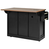 SINOFURN Black Mdf Base with Mdf Wood Top Rolling Kitchen Island (28.8-in x 53.8-in x 36.5-in)