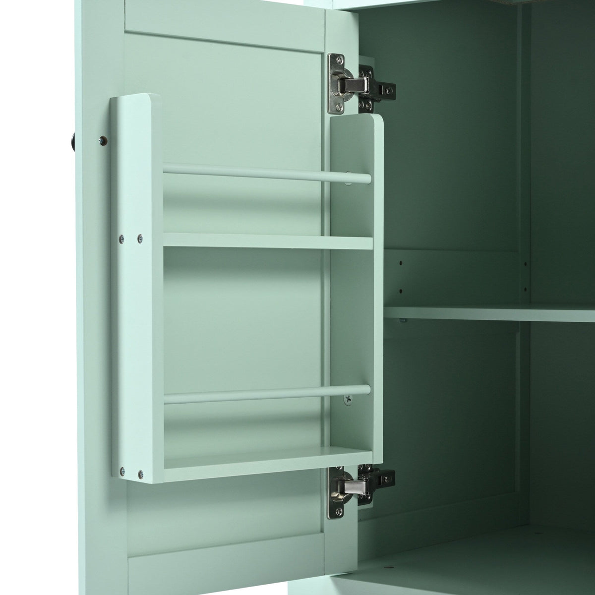 SINOFURN Green Mdf Base with Wood Top Rolling Kitchen Island (17.7-in x 53.1-in x 37.2-in)