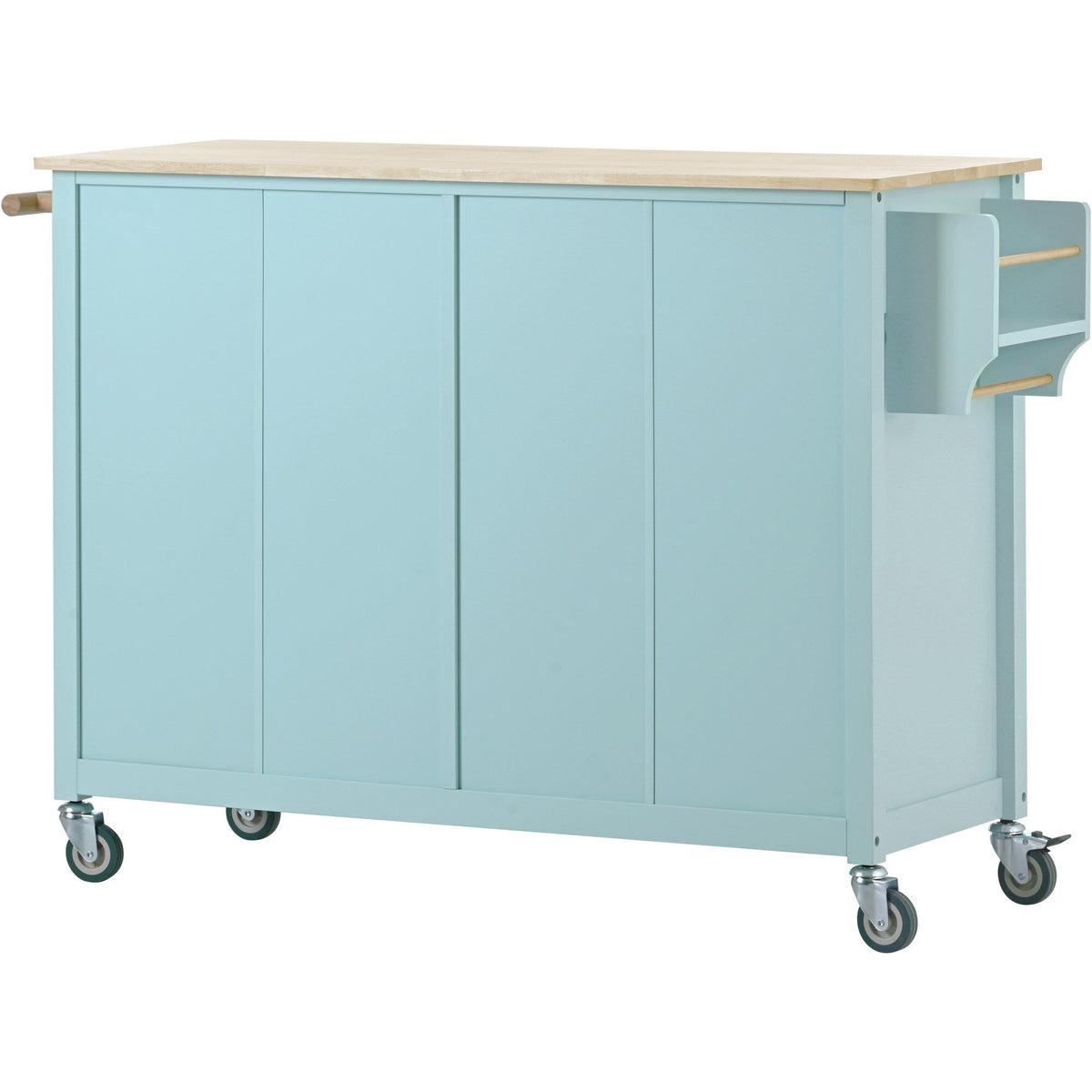 SINOFURN Blue Mdf Base with Wood Top Rolling Kitchen Cart (18.5-in x 54.33-in x 36.22-in)