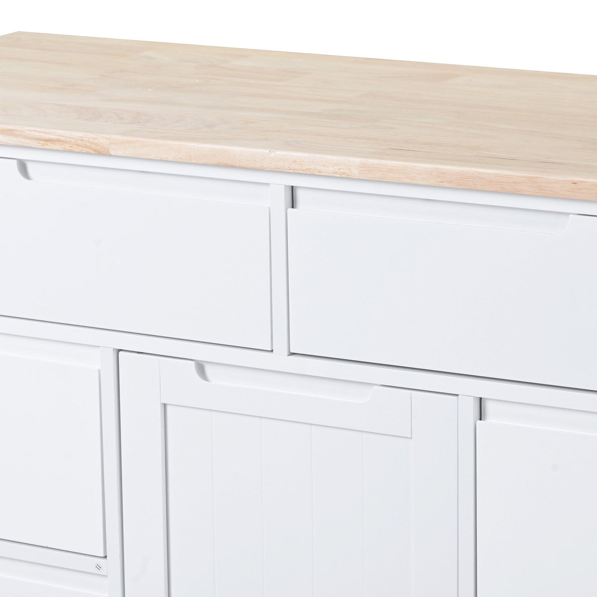 SINOFURN White Mdf Base with Wood Top Rolling Kitchen Cart (18.5-in x 53.1-in x 37-in)