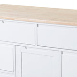 SINOFURN White Mdf Base with Wood Top Rolling Kitchen Cart (18.5-in x 53.1-in x 37-in)