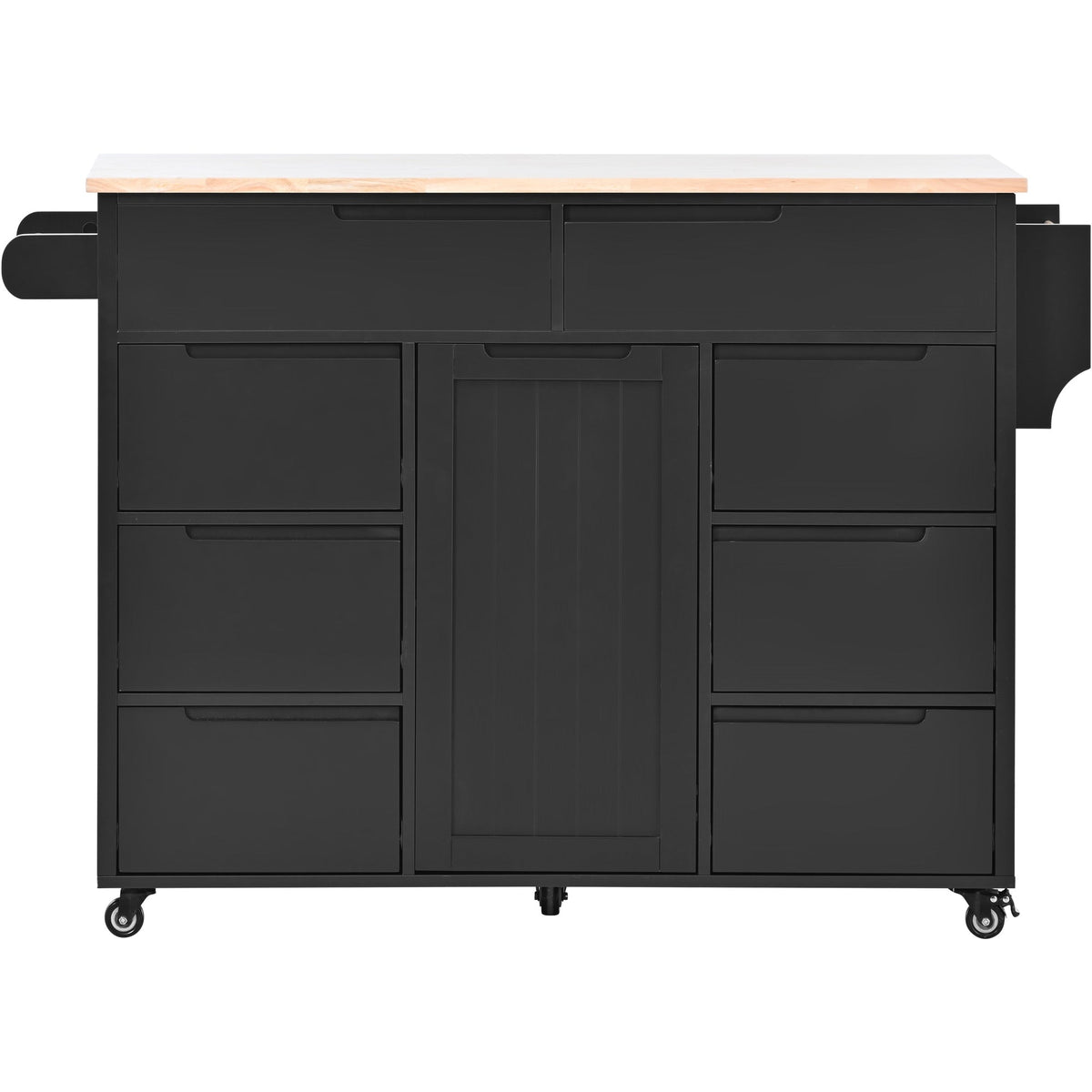SINOFURN Black Mdf Base with Wood Top Rolling Kitchen Cart (18.5-in x 53.1-in x 37-in)