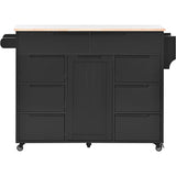 SINOFURN Black Mdf Base with Wood Top Rolling Kitchen Cart (18.5-in x 53.1-in x 37-in)
