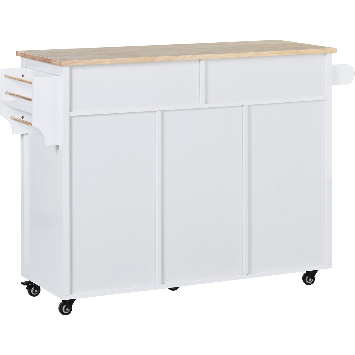 SINOFURN White Mdf Base with Wood Top Rolling Kitchen Cart (18.5-in x 53.1-in x 37-in)