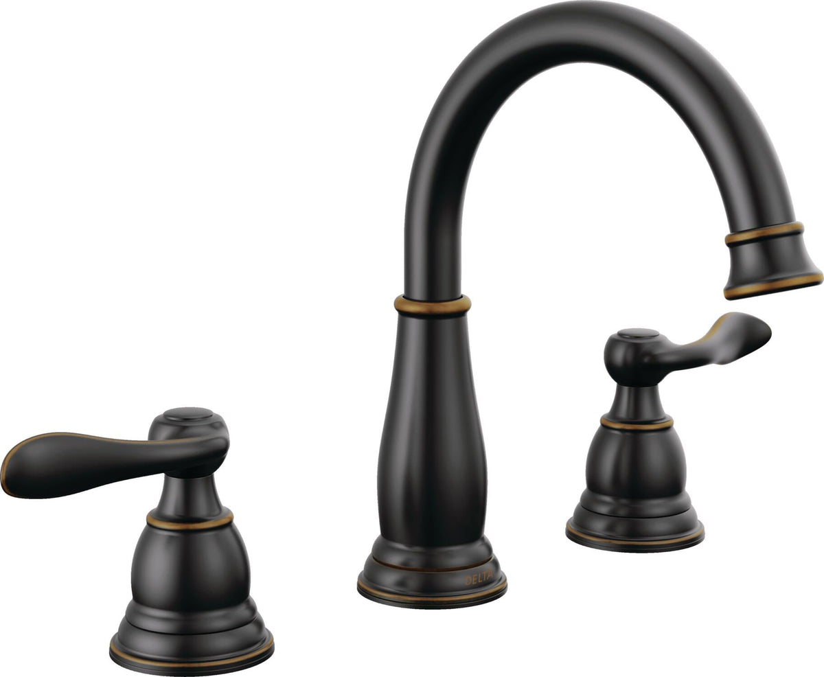 Delta Windemere Oil-Rubbed Bronze 2-Handle Widespread WaterSense Bathroom Sink Faucet with Drain