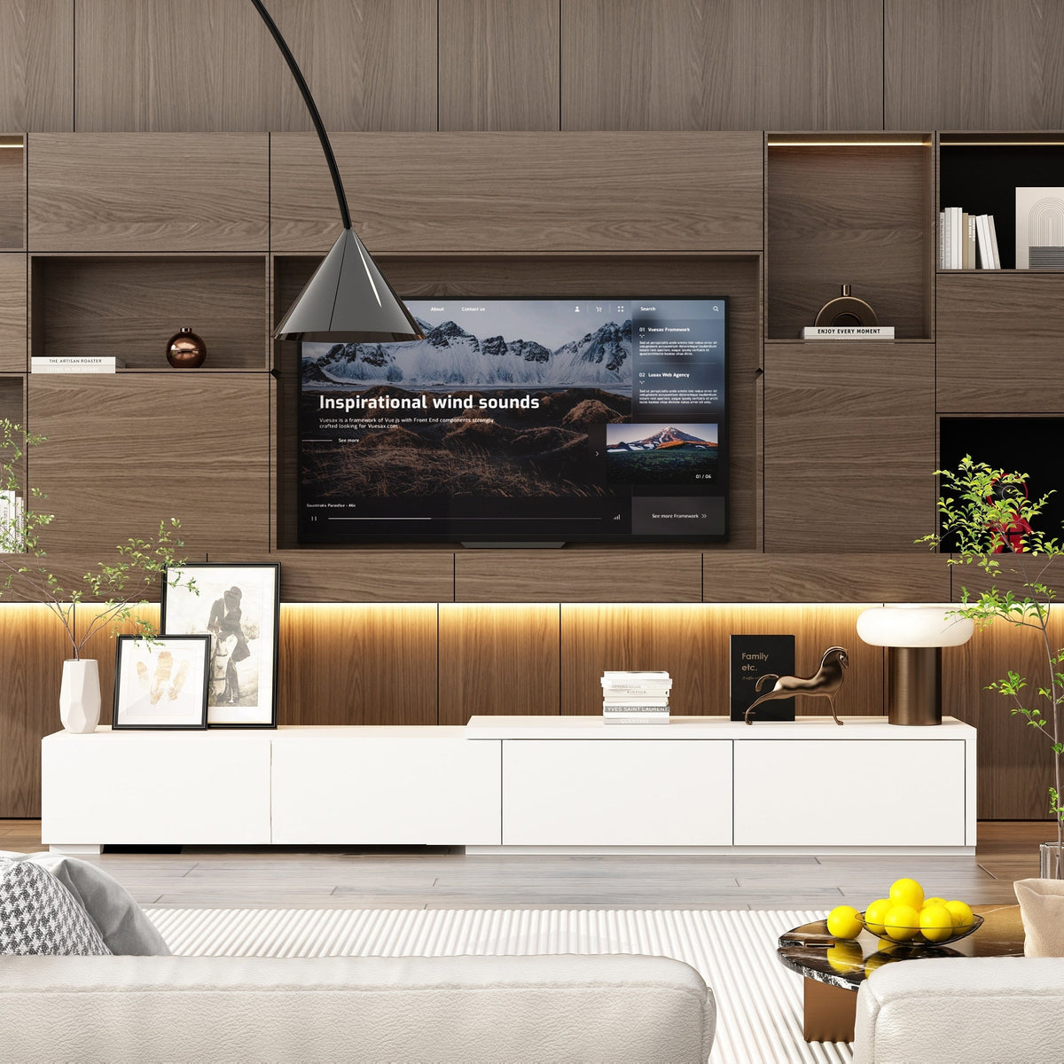 FUFU&GAGA Modern/Contemporary White Tv Cabinet Integrated Tv Mount (Accommodates TVs up to 80-in)