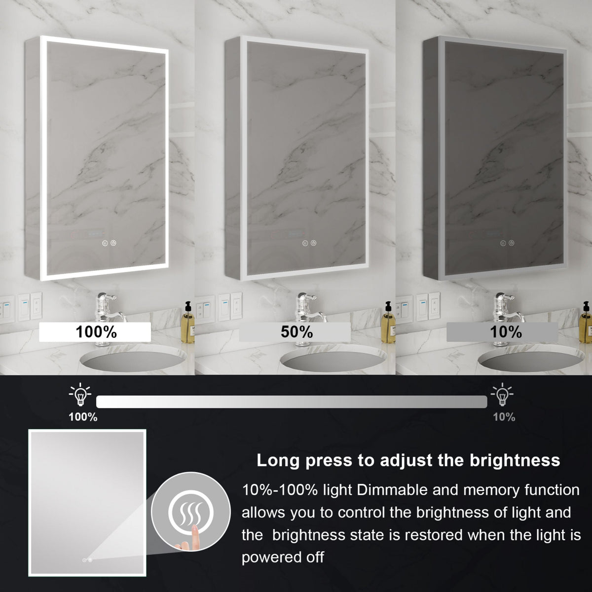 WELLFOR V2 20-in x 30-in Lighted LED Fog Free Surface/Recessed Mount Silver Mirrored Soft Close Medicine Cabinet with Outlet