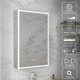 WELLFOR V2 20-in x 30-in Lighted LED Fog Free Surface/Recessed Mount Silver Mirrored Soft Close Medicine Cabinet with Outlet