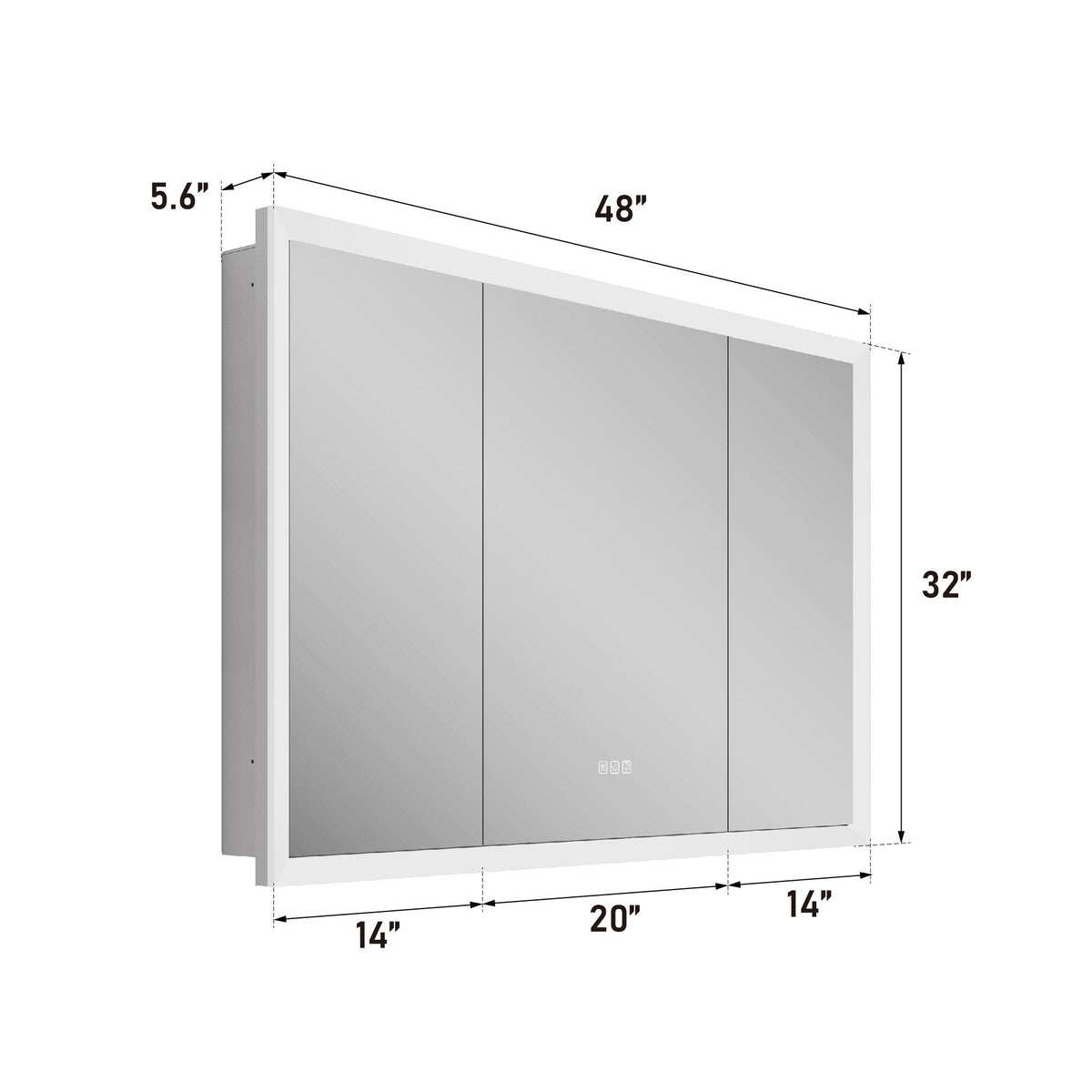 WELLFOR V3 48-in x 32-in Lighted LED Fog Free Surface/Recessed Mount Silver Mirrored Soft Close Medicine Cabinet