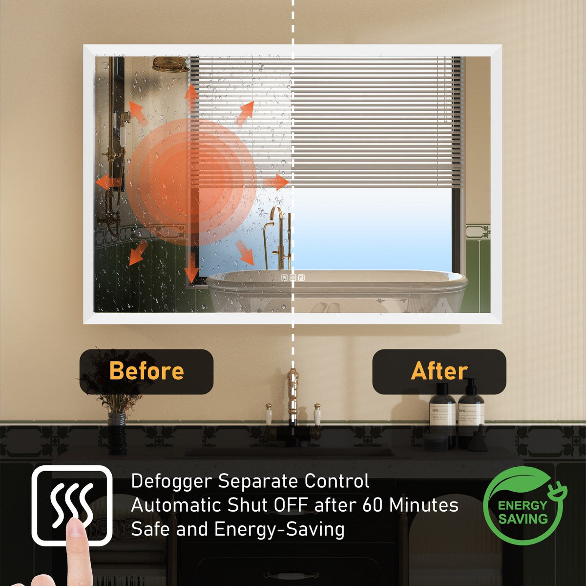 WELLFOR V3 48-in x 32-in Lighted LED Fog Free Surface/Recessed Mount Silver Mirrored Soft Close Medicine Cabinet
