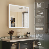 WELLFOR V3 48-in x 32-in Lighted LED Fog Free Surface/Recessed Mount Silver Mirrored Soft Close Medicine Cabinet