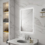 WELLFOR V2 20-in x 30-in Lighted LED Fog Free Surface/Recessed Mount Silver Mirrored Soft Close Medicine Cabinet with Outlet