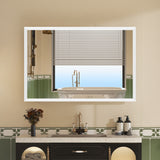 WELLFOR V3 48-in x 32-in Lighted LED Fog Free Surface/Recessed Mount Silver Mirrored Soft Close Medicine Cabinet