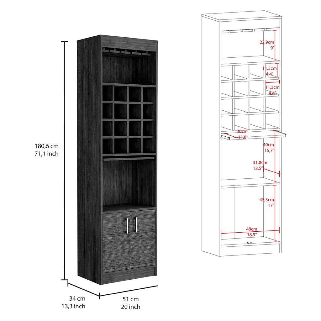 Flynama 20-in x 71.1-in Gray Rectangle Bar Cabinet