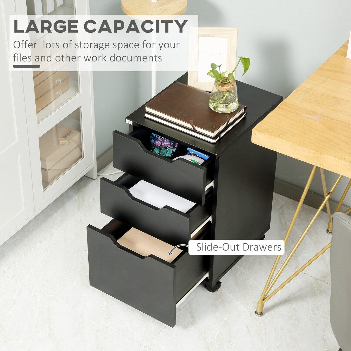 Flynama Black 3-Drawer 15.75-in File Cabinet