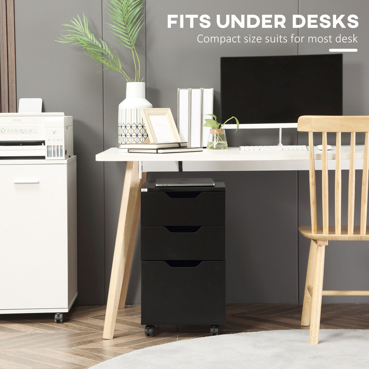 Flynama Black 3-Drawer 15.75-in File Cabinet