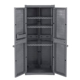 Gracious Living 17-in W x 69-in H Plastic Grey/Black Freestanding Utility Storage Cabinet