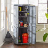 Gracious Living 17-in W x 69-in H Plastic Grey/Black Freestanding Utility Storage Cabinet