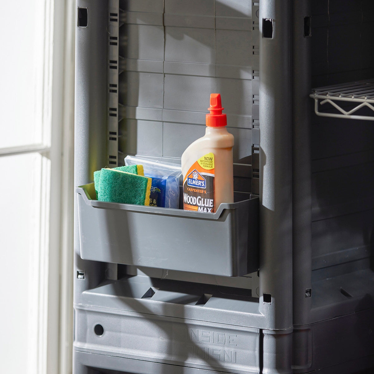 Gracious Living 17-in W x 69-in H Plastic Grey/Black Freestanding Utility Storage Cabinet
