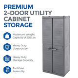 Gracious Living 17-in W x 69-in H Plastic Grey/Black Freestanding Utility Storage Cabinet