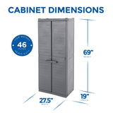 Gracious Living 17-in W x 69-in H Plastic Grey/Black Freestanding Utility Storage Cabinet