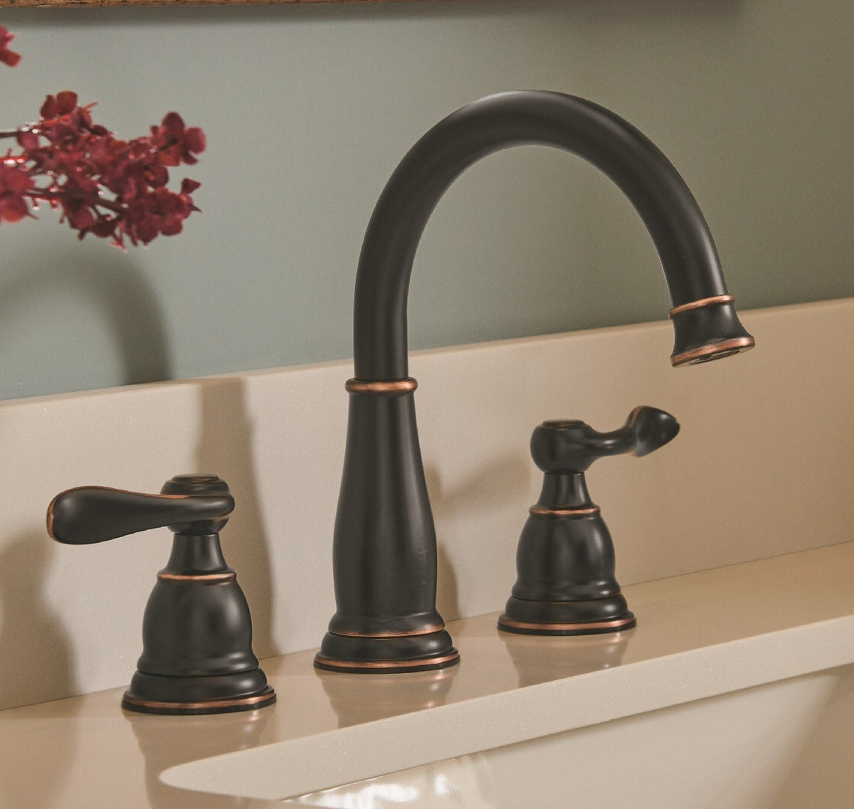 Delta Windemere Oil-Rubbed Bronze 2-Handle Widespread WaterSense Bathroom Sink Faucet with Drain