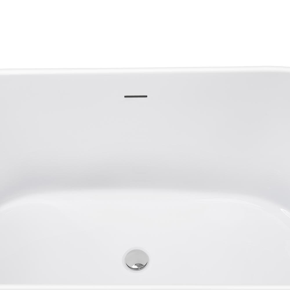 67 in. Glossy White Acrylic Bathtub - Modern Flat Bottom Stand Alone Tub - Luxurious SPA Tub - Super Arbor