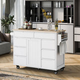 Runesay White Mdf Base with Mdf Wood Top Rolling Kitchen Island (18.5-in x 53.15-in x 37-in)
