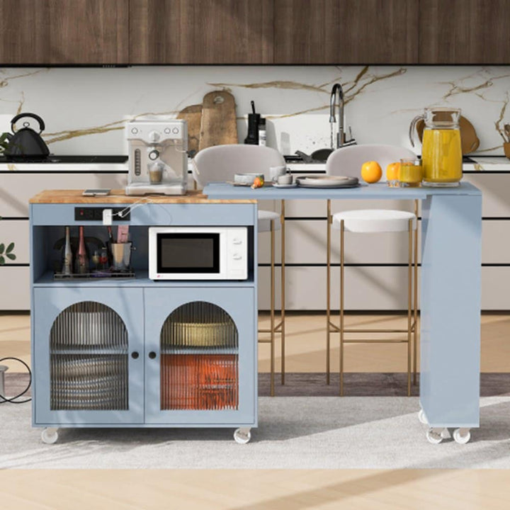 Runesay Gray Mdf Base with Mdf Wood Top Rolling Kitchen Island (16.92-in x 41.11-in x 38.22-in)