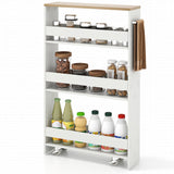 Costway White Metal Base with Wood Metal Top Rolling Kitchen Cart (7-in x 19-in x 32-in)