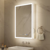 ExBrite 20-in x 32-in Lighted LED Fog Free Surface/Recessed Mount Silver Mirrored Soft Close Medicine Cabinet with Outlet