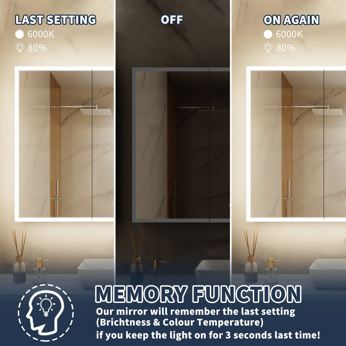 ExBrite 20-in x 32-in Lighted LED Fog Free Surface/Recessed Mount Silver Mirrored Soft Close Medicine Cabinet with Outlet