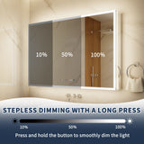 ExBrite 36-in x 32-in Lighted LED Fog Free Surface/Recessed Mount Silver Mirrored Soft Close Medicine Cabinet with Outlet