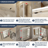 ExBrite 24-in x 32-in Lighted LED Fog Free Surface/Recessed Mount Silver Mirrored Soft Close Medicine Cabinet with Outlet