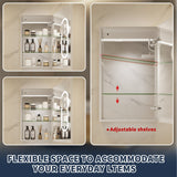 ExBrite 20-in x 32-in Lighted LED Fog Free Surface/Recessed Mount Silver Mirrored Soft Close Medicine Cabinet with Outlet