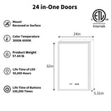 ExBrite 24-in x 32-in Lighted LED Fog Free Surface/Recessed Mount Silver Mirrored Soft Close Medicine Cabinet with Outlet
