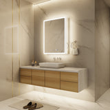 ExBrite 24-in x 32-in Lighted LED Fog Free Surface/Recessed Mount Silver Mirrored Soft Close Medicine Cabinet with Outlet