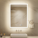 ExBrite 24-in x 32-in Lighted LED Fog Free Surface/Recessed Mount Silver Mirrored Soft Close Medicine Cabinet with Outlet