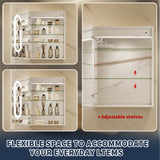ExBrite 24-in x 32-in Lighted LED Fog Free Surface/Recessed Mount Silver Mirrored Soft Close Medicine Cabinet with Outlet